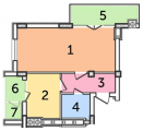 1-комнатная планировка квартиры в доме по адресу Севериновская улица 105б