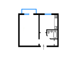 1-комнатная планировка квартиры в доме по проекту 1-438-6
