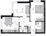 2-комнатная планировка квартиры в доме по адресу Лисковская улица 37 (2)