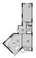 2-кімнатне планування квартири в будинку за адресою Радистів вулиця 40 (2)