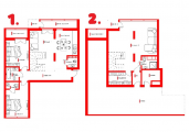 4-комнатная планировка квартиры в доме по адресу Победы проспект 72