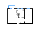 2-комнатная планировка квартиры в доме по проекту 5-60-КБ2