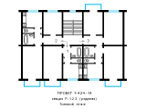 Поэтажная планировка квартир в доме по проекту 1-424-14