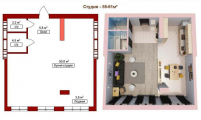 1-комнатная планировка квартиры в доме по адресу Киевская улица 2м
