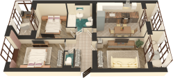 3-комнатная планировка квартиры в доме по адресу Радистов улица 34 (12с)