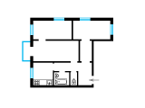 3-комнатная планировка квартиры в доме по проекту 1-228-10