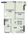 1-комнатная планировка квартиры в доме по адресу Драгомирова Михаила улица дом 2