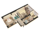 2-комнатная планировка квартиры в доме по адресу Радистов улица 34 (13с)