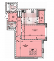 2-комнатная планировка квартиры в доме по адресу Бережанская улица 15 (8)