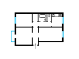 3-комнатная планировка квартиры в доме по проекту 1-406