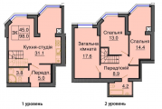 3-комнатная планировка квартиры в доме по адресу Мира улица 2б