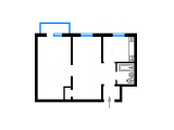 2-комнатная планировка квартиры в доме по проекту 1-438-9