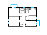 4-комнатная планировка квартиры в доме по проекту 1-302-5