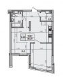 1-комнатная планировка квартиры в доме по адресу Маланюка Евгения улица (Сагайдака Степана улица) 101 (29)