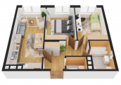 2-комнатная планировка квартиры в доме по адресу Днепровская набережная 18 (6)