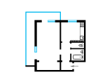 1-комнатная планировка квартиры в доме по проекту 1-КГ-480-49 (гостинка)