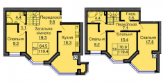 5-комнатная планировка квартиры в доме по адресу Королева академика улица 2