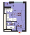 1-комнатная планировка квартиры в доме по адресу Березовая улица 41