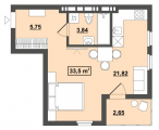 1-комнатная планировка квартиры в доме по адресу Лесная улица 78