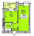 1-комнатная планировка квартиры в доме по адресу Прожекторный переулок дом 2