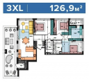 3-комнатная планировка квартиры в доме по адресу Салютная улица 2б (16)