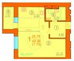 1-комнатная планировка квартиры в доме по адресу Чубинского Павла улица 6б