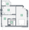 1-комнатная планировка квартиры в доме по адресу Радистов улица 14