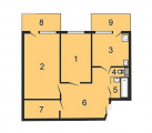 2-комнатная планировка квартиры в доме по адресу Европейская улица (Октябрьская улица) 34б (2)