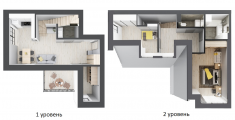 2-комнатная планировка квартиры в доме по адресу Киевская улица дом 1