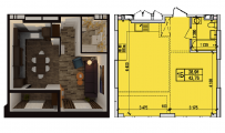 1-комнатная планировка квартиры в доме по адресу Возрождения улица дом 1