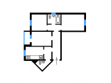 3-комнатная планировка квартиры в доме по проекту КТУ
