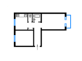 2-комнатная планировка квартиры в доме по проекту 1-406