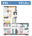 3-комнатная планировка квартиры в доме по адресу Салютная улица 2б (33)