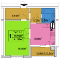 1-комнатная планировка квартиры в доме по адресу Братьев Чмель улица 2а