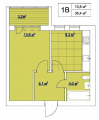 1-комнатная планировка квартиры в доме по адресу Чубинского улица 11