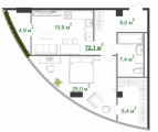 1-кімнатне планування квартири в будинку за адресою Старонаводницька вулиця 16б (Г)