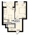 1-комнатная планировка квартиры в доме по адресу Телиги Елены улица 25