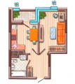1-комнатная планировка квартиры в доме по адресу Большая Васильковская улица 139 (11)