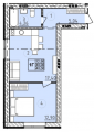 1-комнатная планировка квартиры в доме по адресу Мирная улица 3а