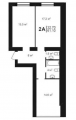 2-комнатная планировка квартиры в доме по адресу Европейская улица (Октябрьская улица) дом 1