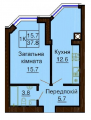 1-кімнатне планування квартири в будинку за адресою Сонячна вулиця 5