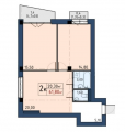 2-комнатная планировка квартиры в доме по адресу Вильямса академика улица 4-вд