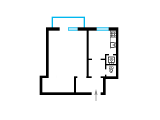 1-комнатная планировка квартиры в доме по проекту 1-443-1