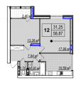 2-комнатная планировка квартиры в доме по адресу Машиностроителей улица 14а