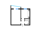 1-комнатная планировка квартиры в доме по проекту ММ-640