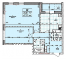 2-комнатная планировка квартиры в доме по адресу Бережанская улица 15 (3)