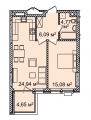 1-комнатная планировка квартиры в доме по адресу Антоновича улица (Горького улица) 83