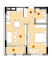1-кімнатне планування квартири в будинку за адресою Берковецька вулиця 6 (3)