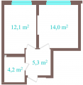 1-кімнатне планування квартири в будинку за адресою Кам'янська вулиця (Дніпродзержинська вулиця) 128