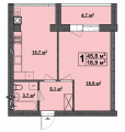 1-комнатная планировка квартиры в доме по адресу Франко Ивана улица №4